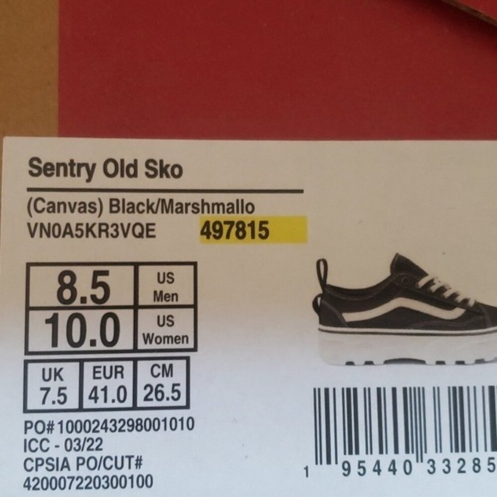 New Vans Old Skool Sentry Canvas Black White Platform Chunky Sneakers Casual - Picture 9 of 9